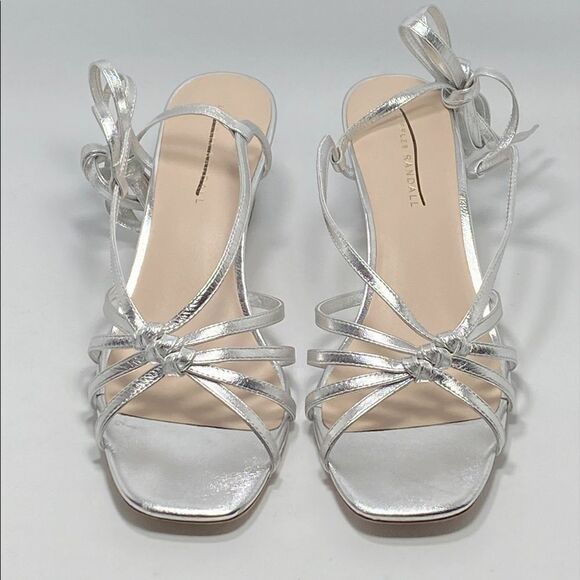 LOEFFLER RANDALL Libby Ankle-Wrap Metallic Leather Sandals size 11 - Picture 4 of 12